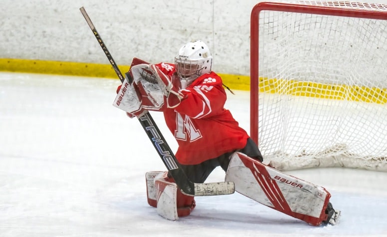 Despite a potent offense, sophomore goalie Caera Hart is a big reason why Milton is a D2 favorite. (Patrick Donnelly/NEHJ)