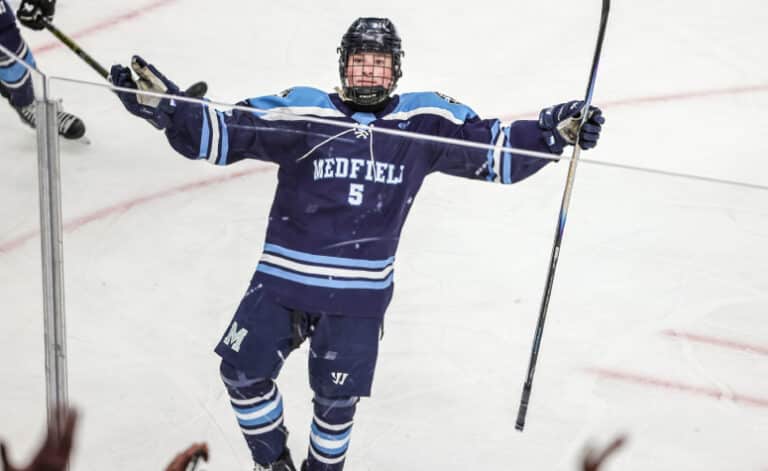 Luke Dickson had a hat trick for Medfield in the MIAA Division 3 final. (Brian Kelly/NEHJ)