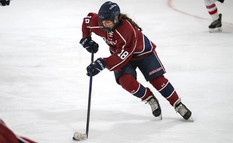 Giuliana Polcari scored the game-winning goal in No. 7 Tabor's overtime upset of No. 2 Phillips Andover. (Patrick Donnelly/NEHJ)