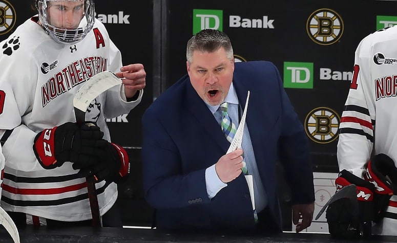 Jerry Keefe coached Northeastern to Beanpot titles in 2023 and 2024. (John Tlumacki/The Boston Globe via Getty Images)