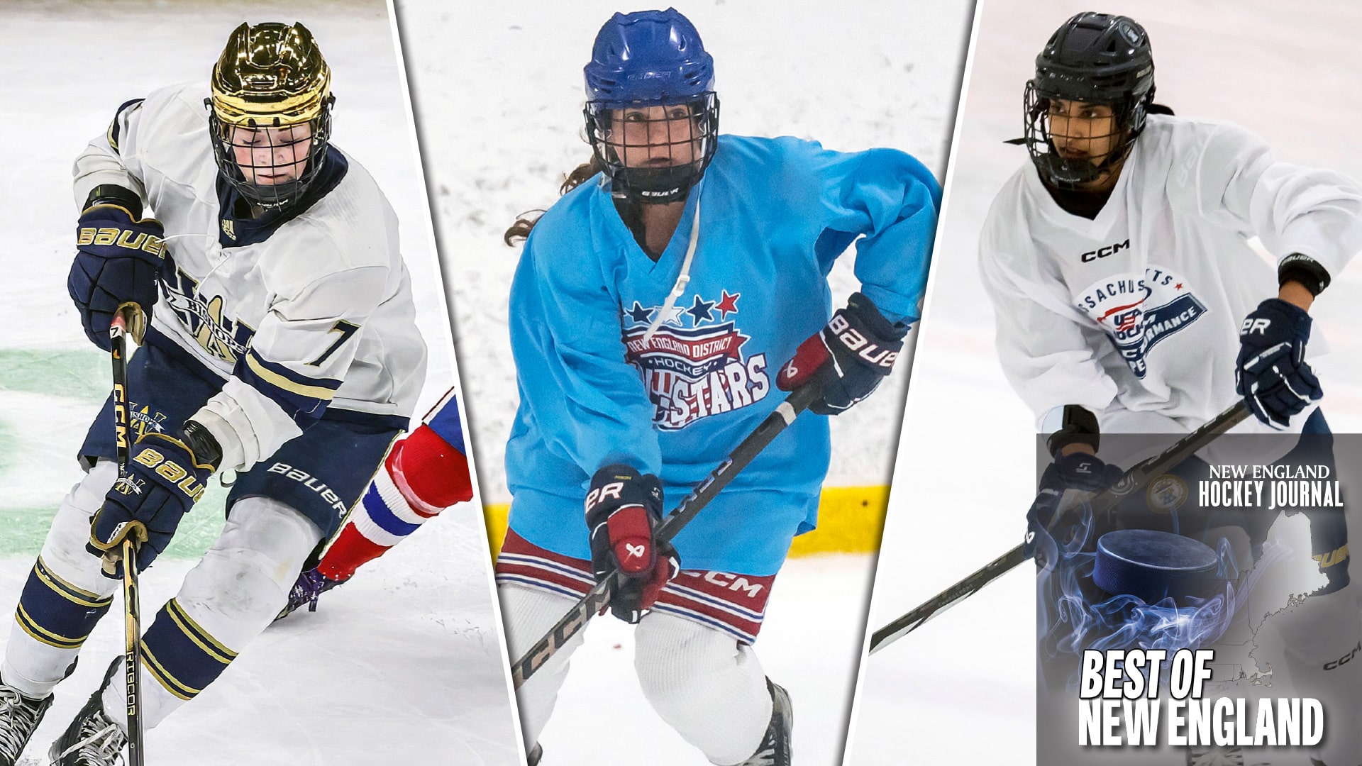 From left to right: Cam Katapodis, Caitlyn Byrne and Serena Mohsen. (Brian Kelly/NEHJ; Patrick Donnelly/NEHJ; Patrick Donnelly)