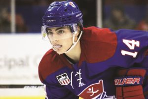 Alex Laferriere of the Des Moines Buccaneers was a 2020 NHL Draft prospect at the Beantown Summer Classic.