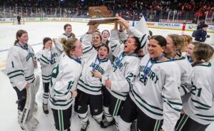 Duxbury shut out Falmouth, 4-0, to repeat as MIAA Division 2 girls champions. (Brian Kelly/NEHJ)